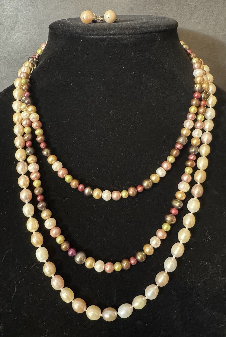 Vintage Genuine Freshwater Pearl Jewelry Estate Lot 925 Sterling Silver 105g